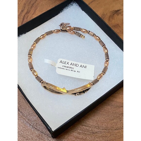Alex and Ani Infinite Love Wrap Bangle Bracelet coppery gold finish Vintage-66 - Picture 11 of 11